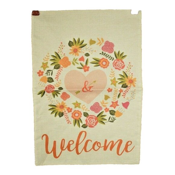 Spring Flowers Welcome Garden Flag Double Sided Burlap 12 x 18 inches - Picture 1 of 2